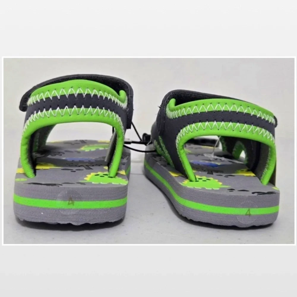 New Wave Zone Shoes Kids Prewalk Baby Sandals Dino Grey Green NWT